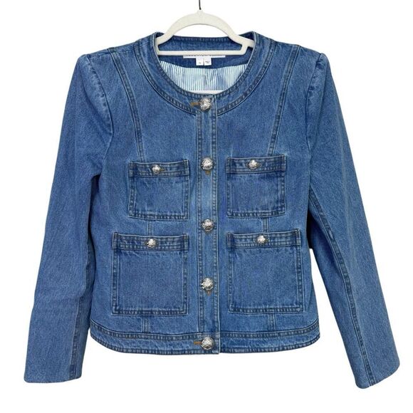 Veronica Beard Ferazia Denim Jacket Light Indigo Blue Size 10 - Picture 6 of 12